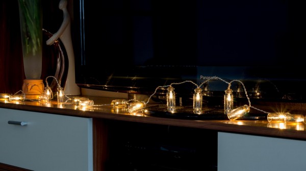 20er LED-Lichterkette Glasfläschchen - Dekor