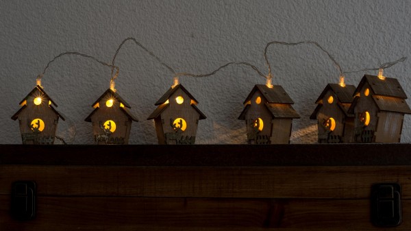 6er LED-Lichterkette Holzhaus - Dekor