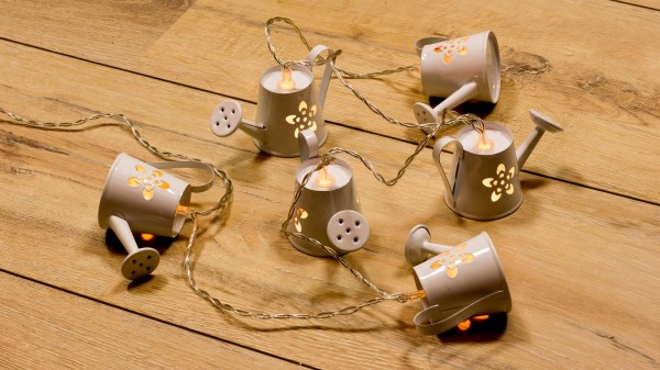 6er LED-Lichterkette Gießkannen - Dekor