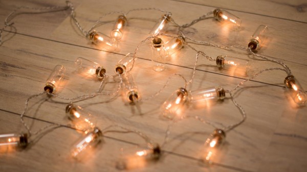 20er LED-Lichterkette Glasfläschchen - Dekor