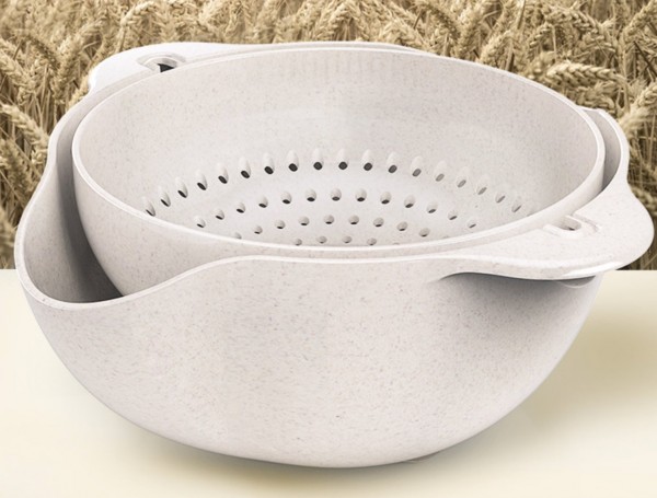 KochWunder 2-in-1 Abtropfsieb und Schüssel mit integrierter Ausgießhilfe