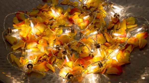 20er LED-Lichterkette Glasfläschchen - Dekor