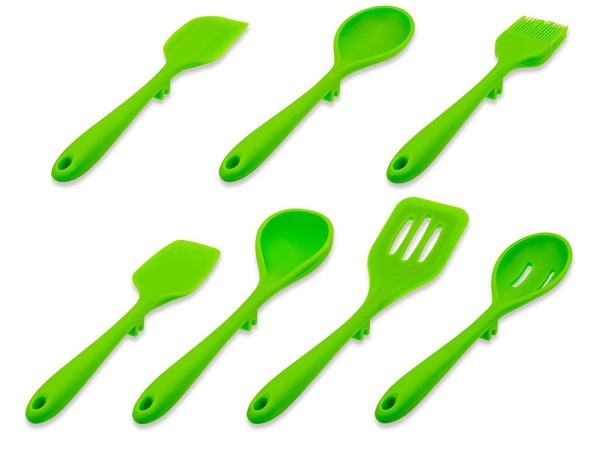 KochWunder Silikon Küchen-Set mit Ablagefunktion aus lebensmittelechtem Silikon - Komplettset 7 tlg.