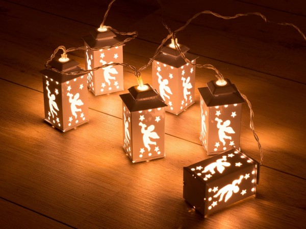 6er LED-Lichterkette Engel - Laterne - Dekor