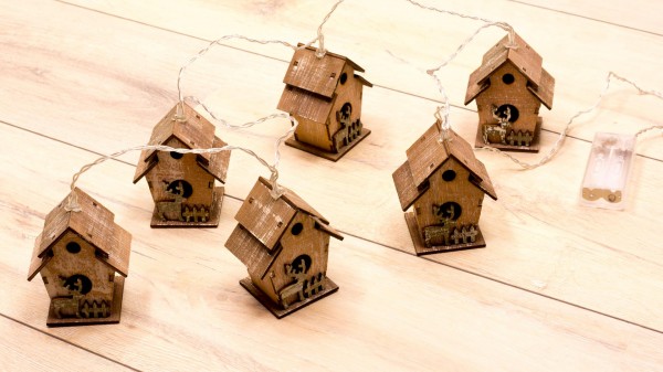 6er LED-Lichterkette Holzhaus - Dekor